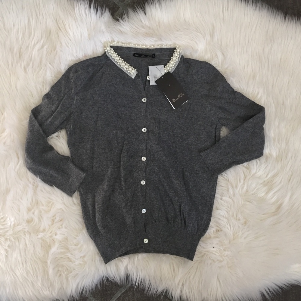 Zara knit gorgeous gray cardigan Sz L NWT